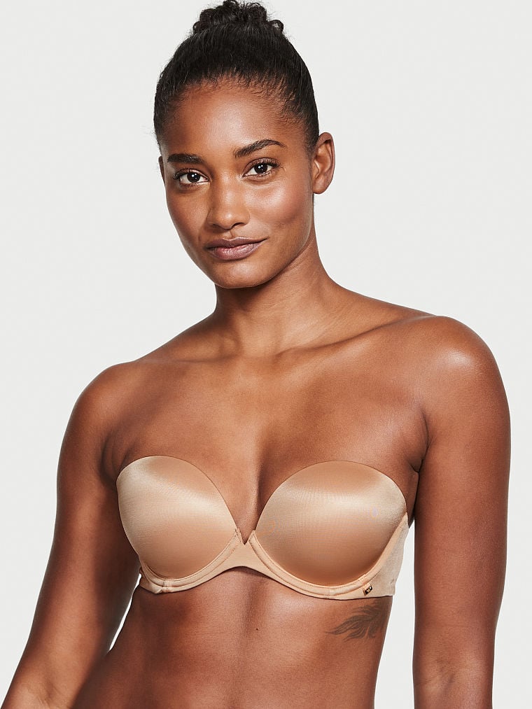 Strapless bras - clear strap push-up padded bras: Natural