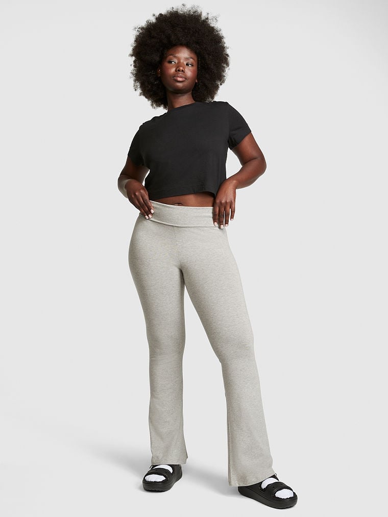 Cotton Foldover Flare Leggings