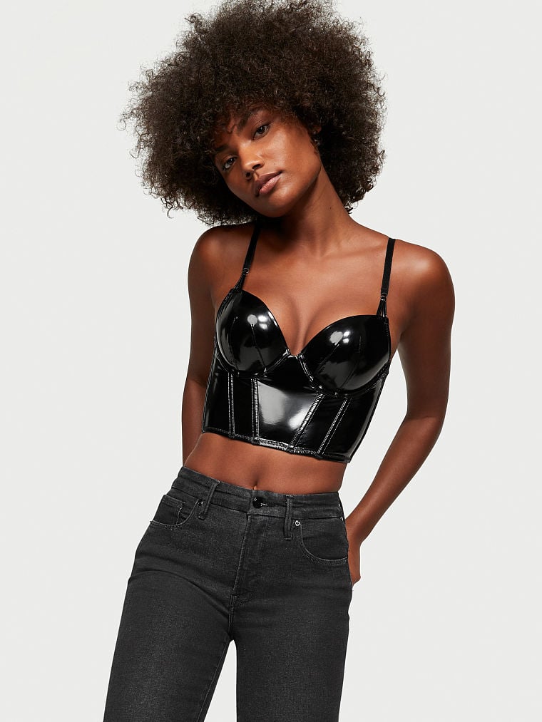Buy Midnight Affair Faux Patent Leather Push-Up Corset Top in