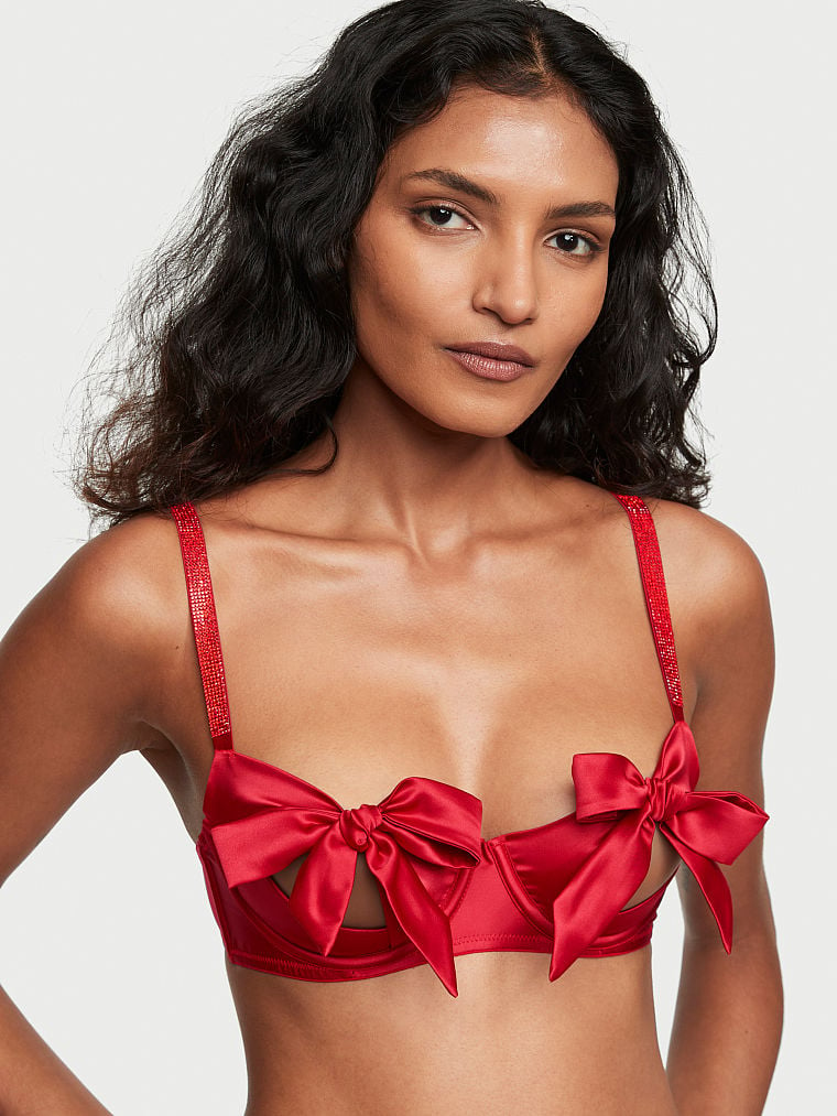 Buy Satin Peekaboo Bow Balconette Bra in Jeddah