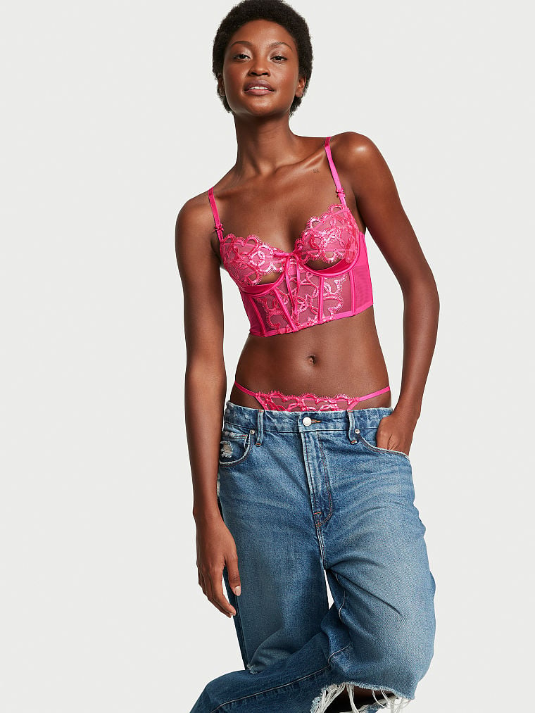 Buy Shine Strap Lace Push-Up Corset Top in Jeddah