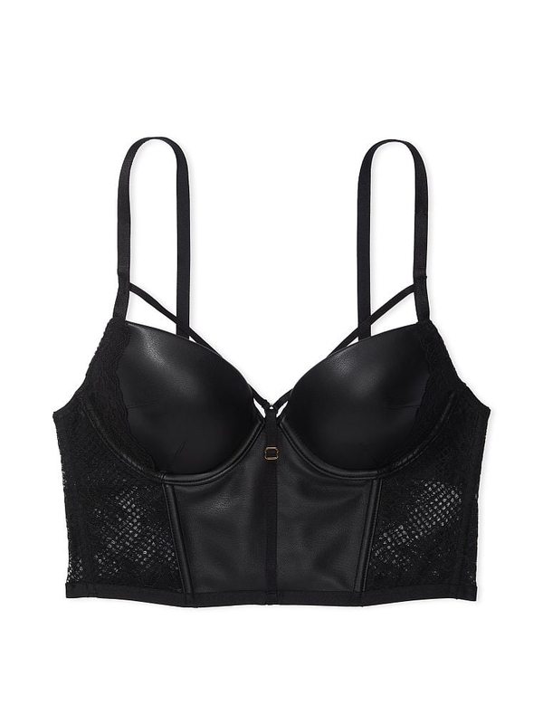 Buy Faux Leather Fishnet Push-Up Corset Top in Jeddah