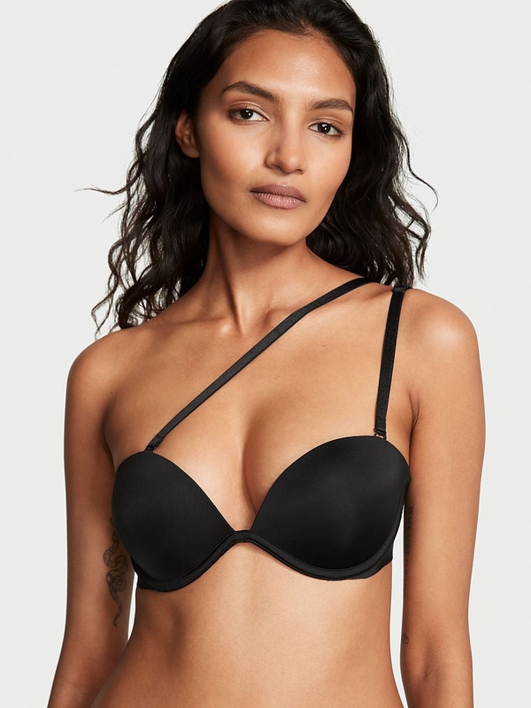 Women Lift Demi Strapless Bra,Smoothing Clear Back Strap Push Up