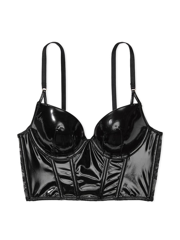 Buy Midnight Affair Faux Patent Leather Push-Up Corset Top in Jeddah