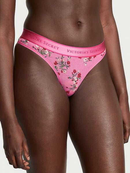 Buy Lace-Waist Cotton Thong Panty in Jeddah