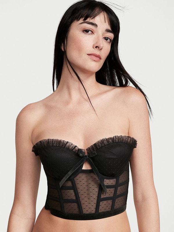 Buy Strapless Dotted Mesh Corset Top in Jeddah
