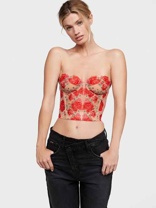 Floral Embroidery Corset Top  Floral embroidery, Corset, Floral