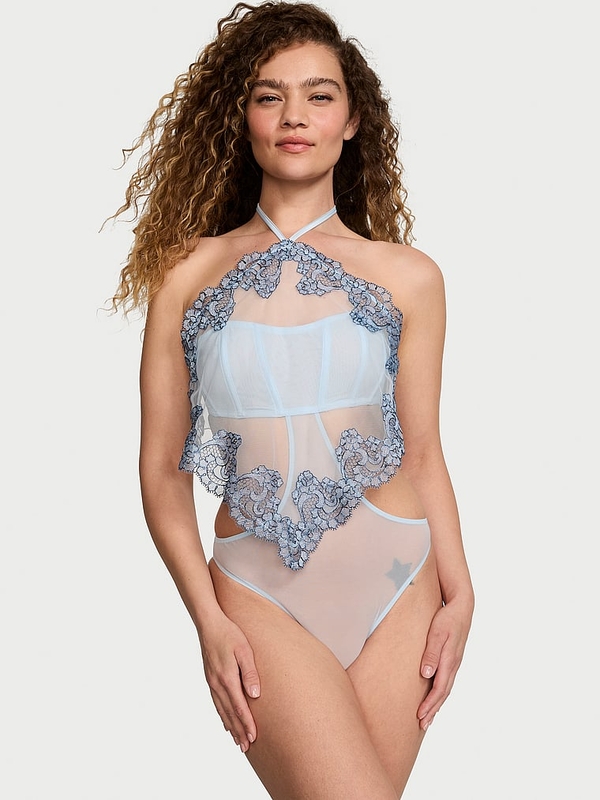 Buy Victorias Secret Sheer Boho Floral Embroidery Halter Neck Teddy online in Jeddah Victoria s Secret KSA