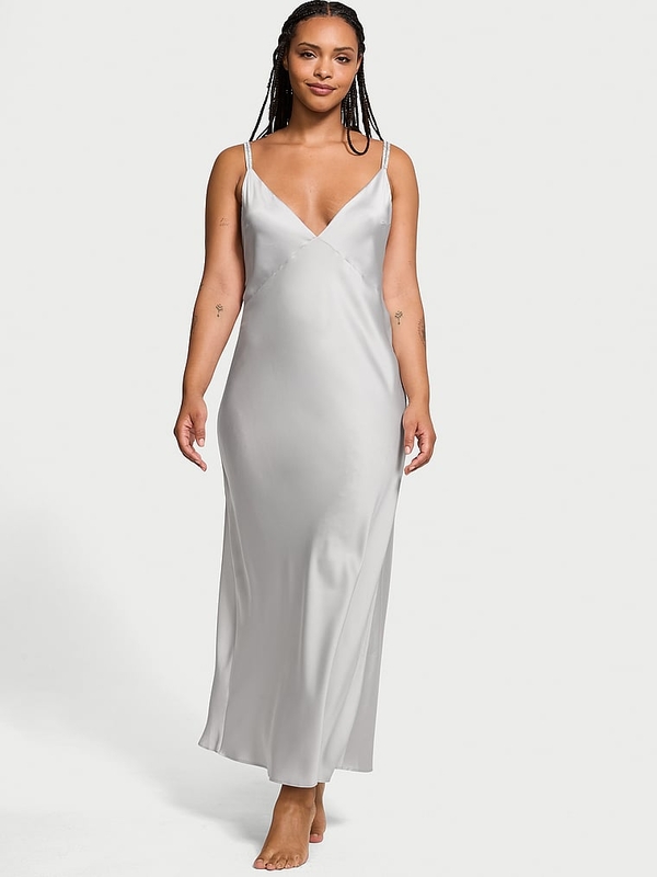 Long silver slip dress store