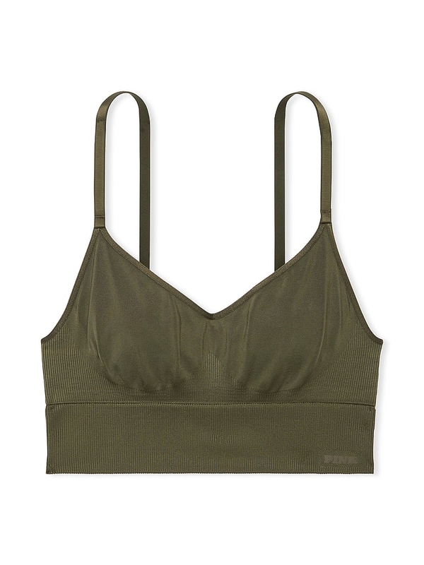 Buy PINK Seamless Longline Satin Sports Bra online in Jeddah Victoria s Secret KSA